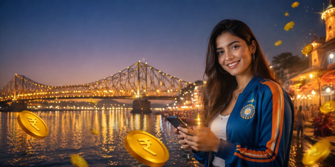 View of Howrah Bridge with cricket betting scene in Kolkata